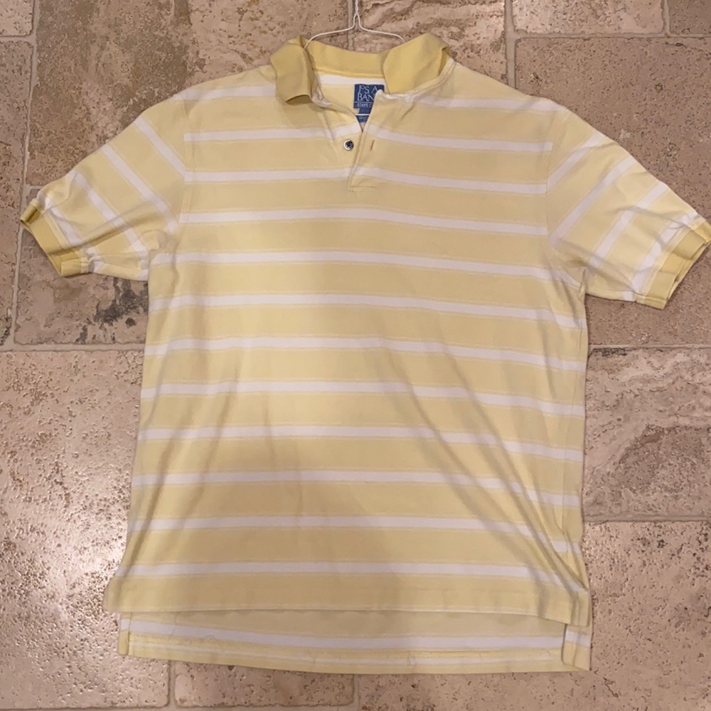 Men’s Jos. A. Bank Yellow/White Striped Polo Sz L